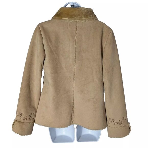 ARSENO CANADA Faux SUEDE & FUR jacket Sz S EMBROIDERIES TOOTH-LIKE buttons A GEM - Picture 10 of 16
